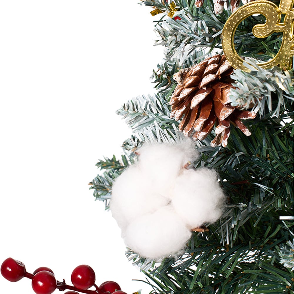 Living and Home Solar-Powered Pre-Lit Artificial Christmas Tree with Berries 2.7ft 4 Pack Image 3