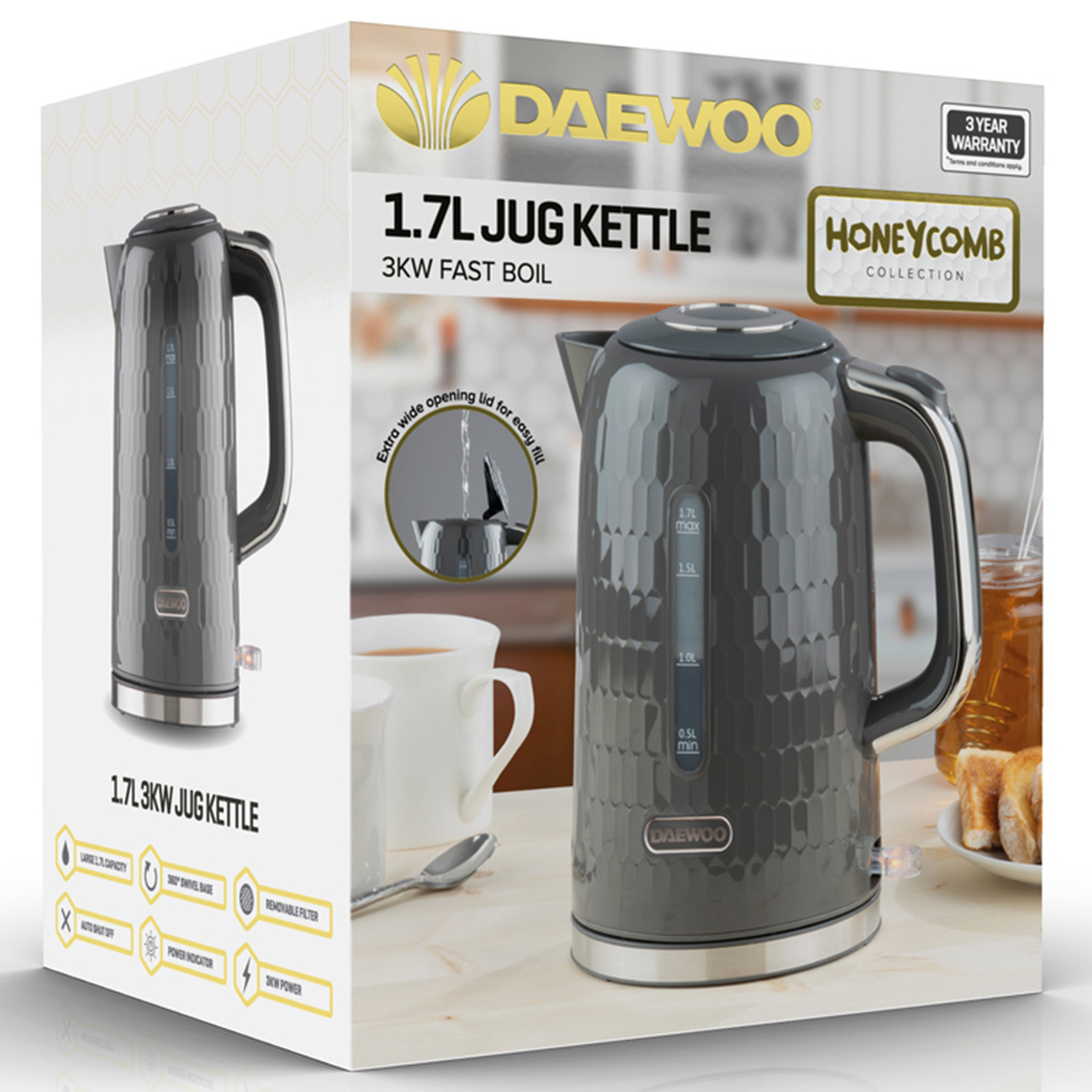 Daewoo Honeycomb Grey 1.7L Jug Kettle Image 5
