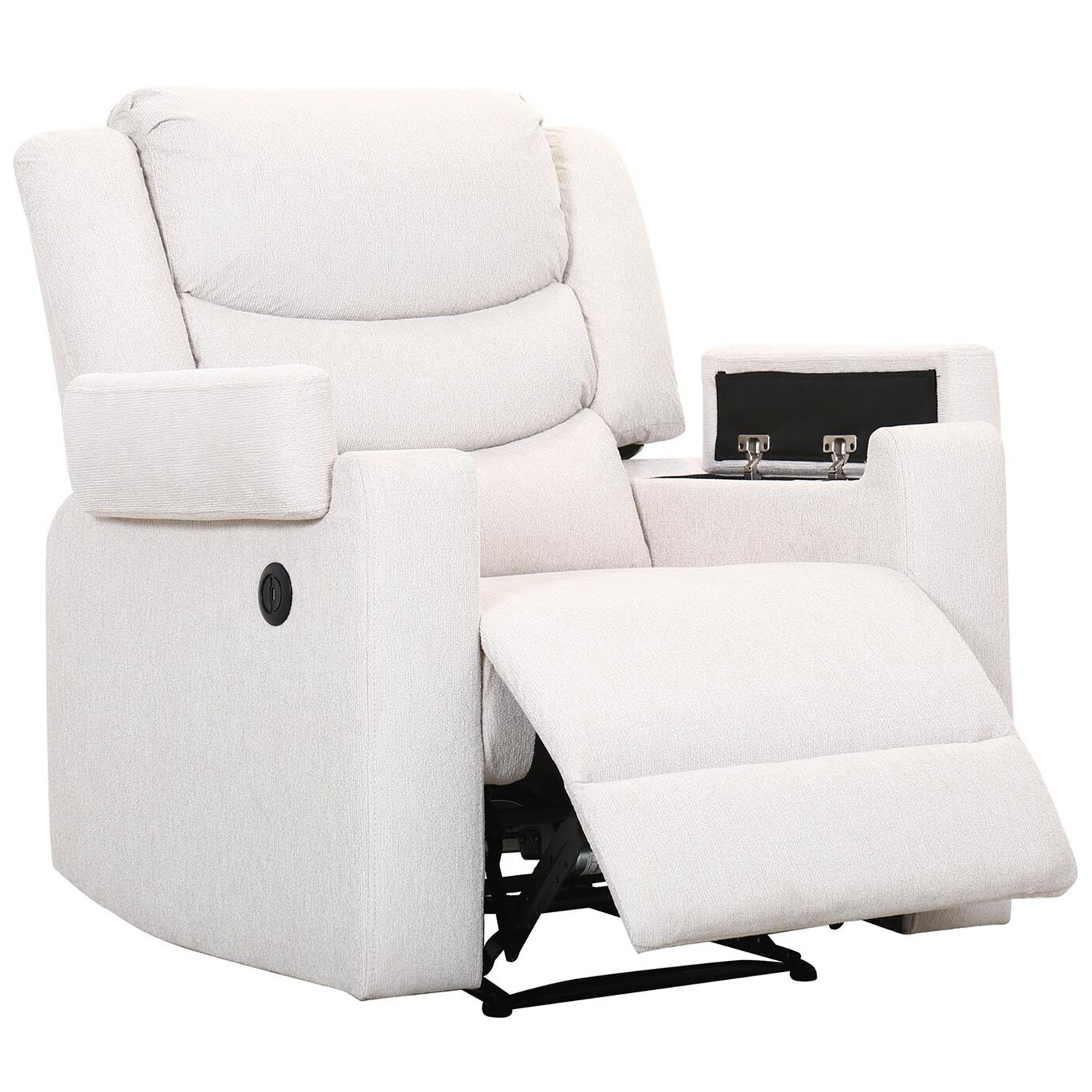 Heritage Ivory Fabric Manual Recliner Chair with Footrest Image 9