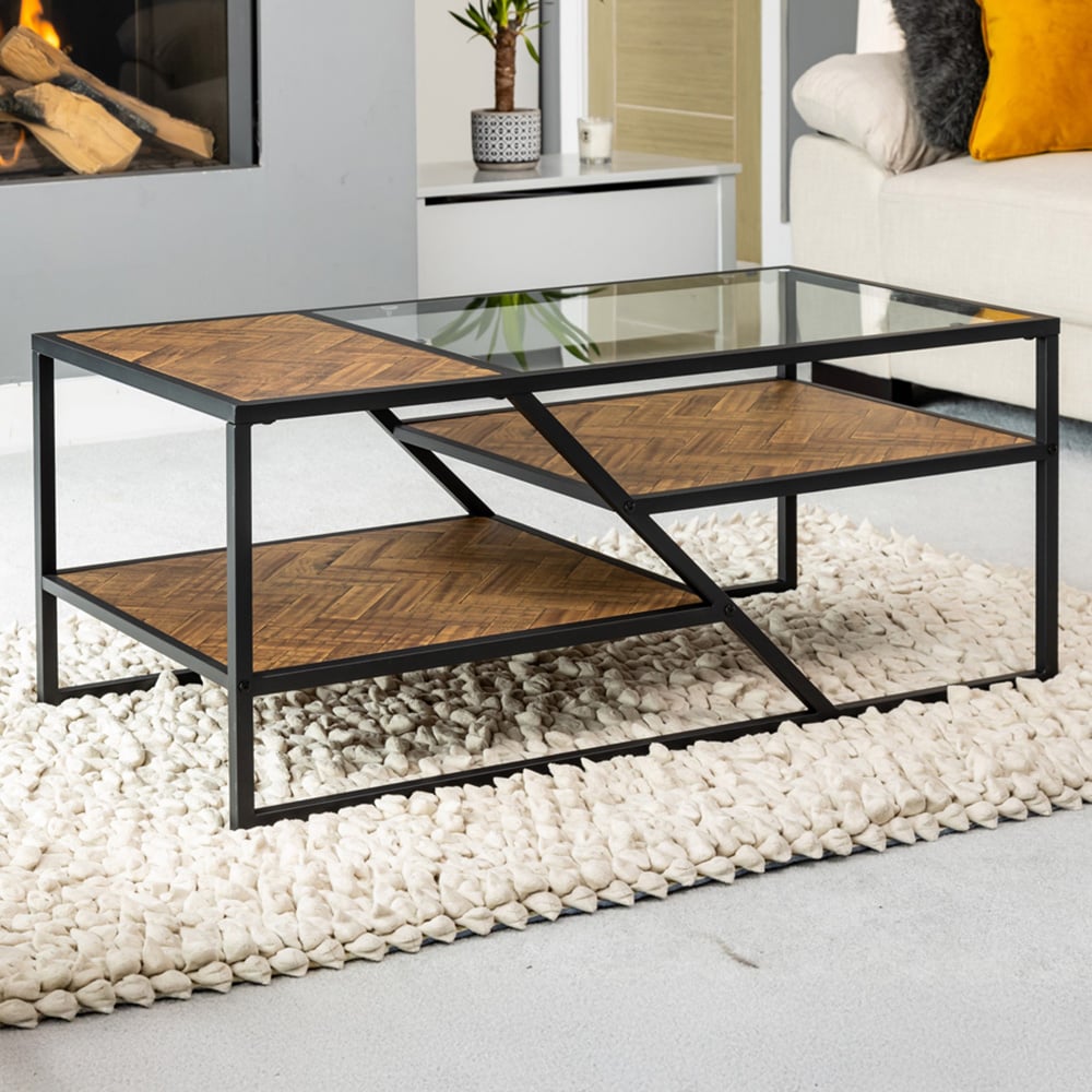 Artemis Home Cascade 2 Shelf Glass Top Coffee Table Image 1