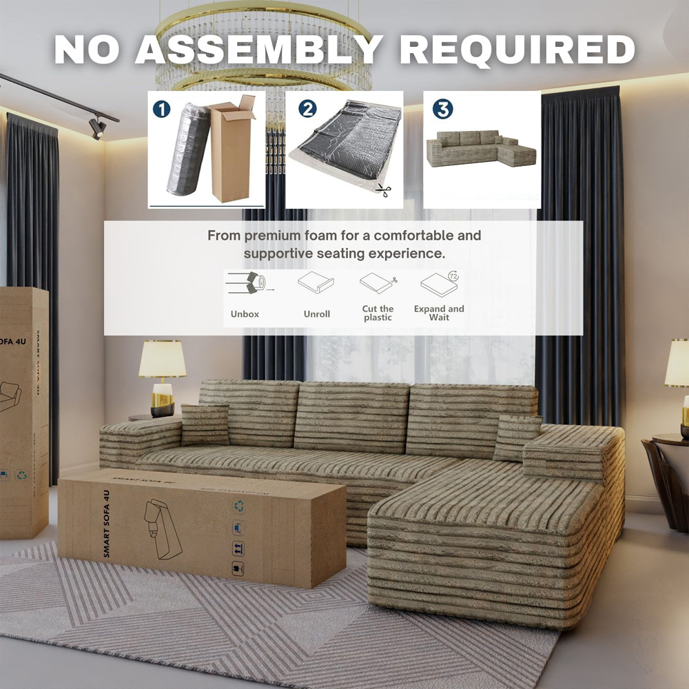 Sliding Wardrobes 4U 3 Seater L Shaped Camel Corner Sofa with Reversible Chaise Image 6