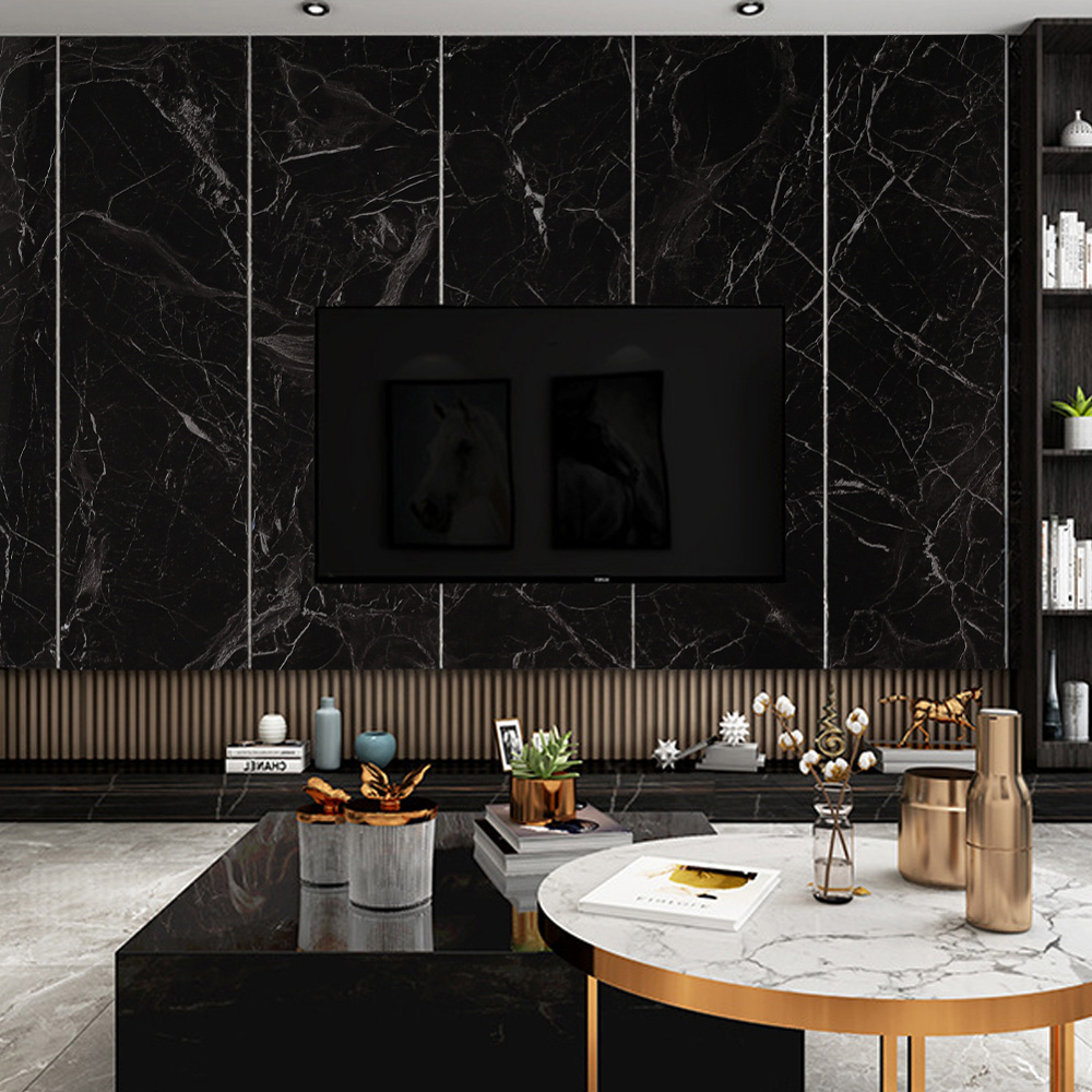 Living and Home Realistic Marble Black Wallpaper Image 3