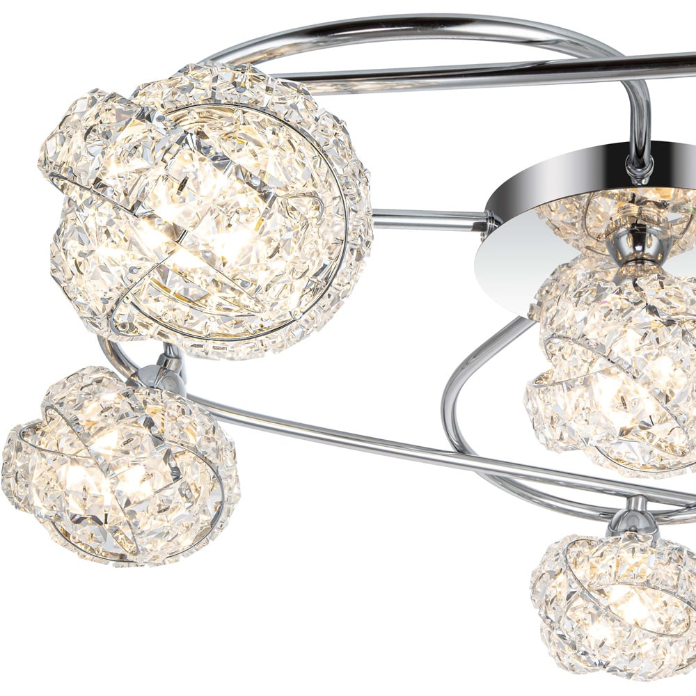 Cosylyte Mirri 6 Light Glass Beaded Shade Chrome Ceiling Light Image 4