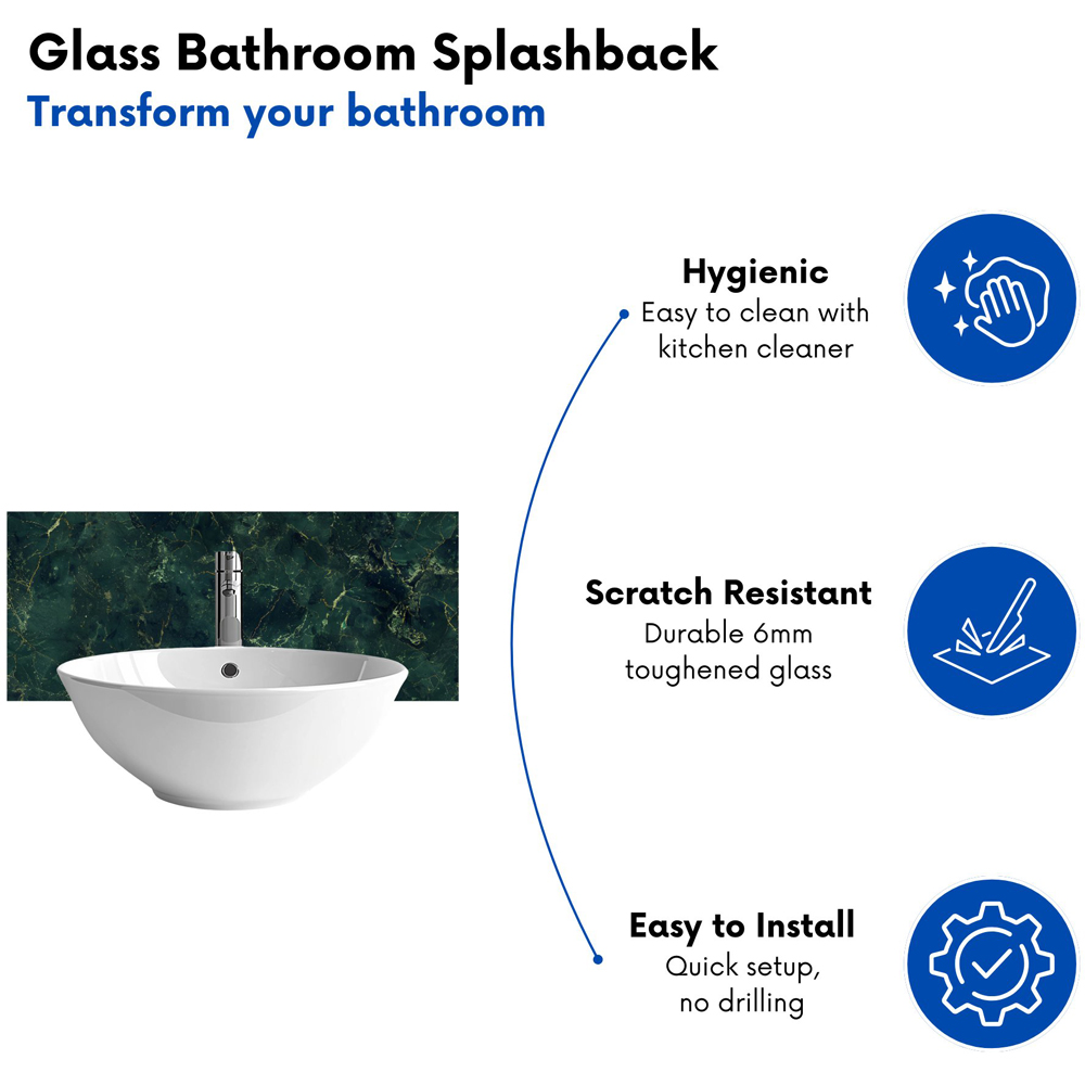 Warren Reed Designer Deep Green Quartz Effect Bathroom Splashback 25 x 60cm Image 4