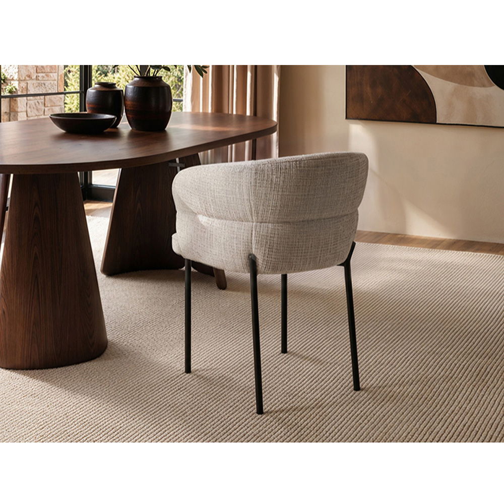 SOLACE+CO Elise Brown Linen-Effect Fabric Dining Chair Set of 2 Image 5