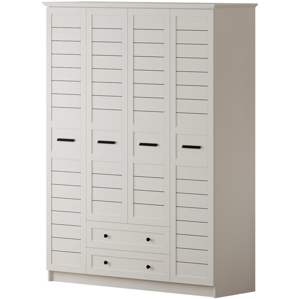 Evu VENICE 4 Door 2 Drawer Soft White Wardrobe Image 2
