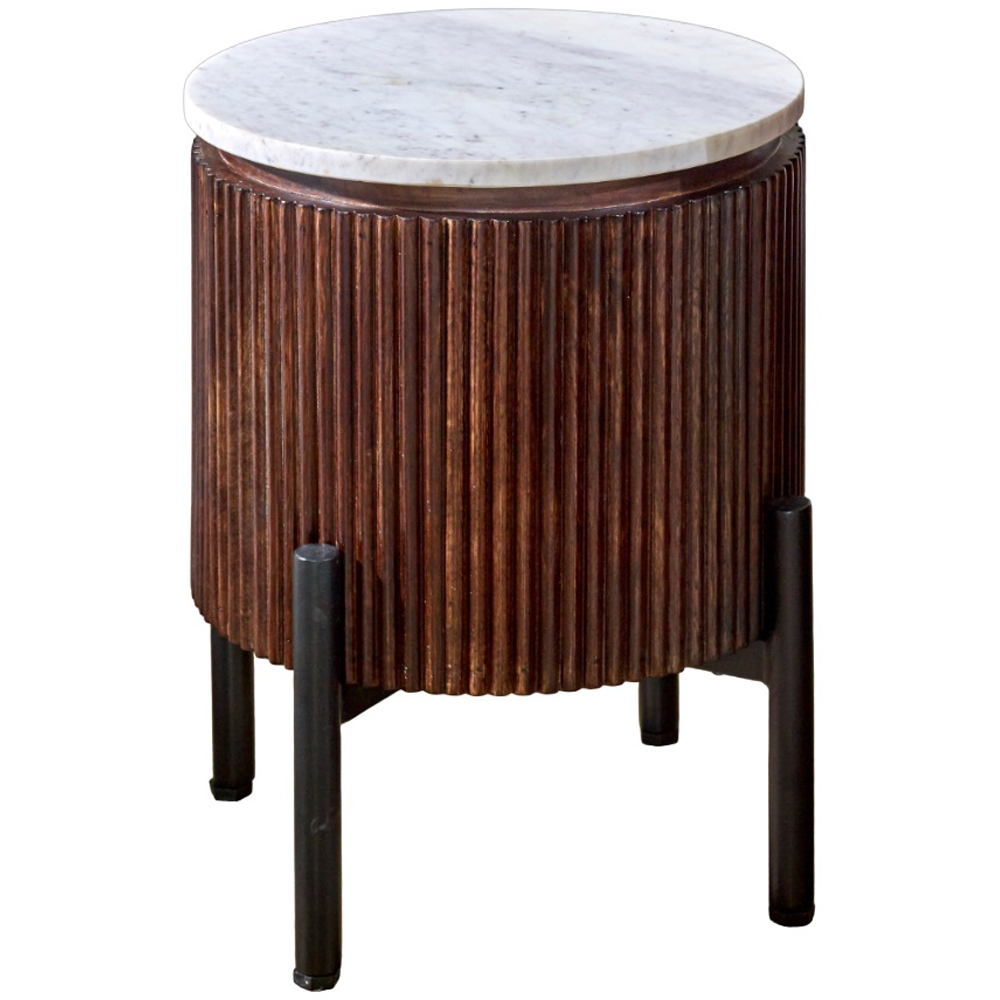 Brooklyn Opal Marble Top Mango Wood Side Table Image 2