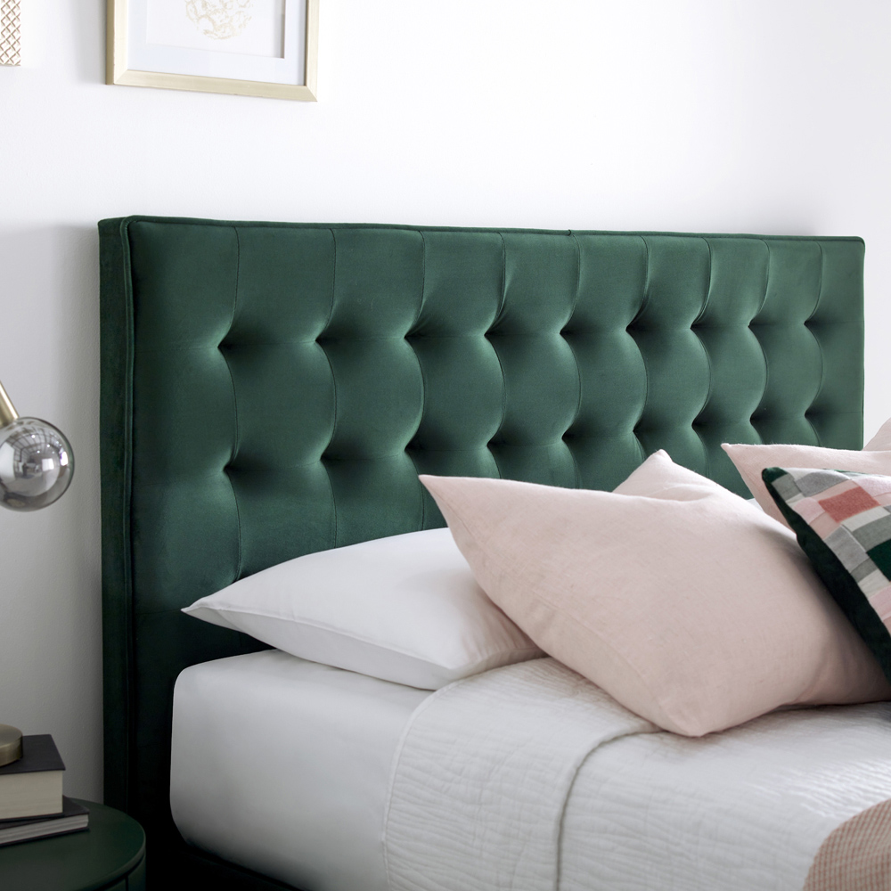 Kingham Double Green Velvet Ottoman Bed Image 3