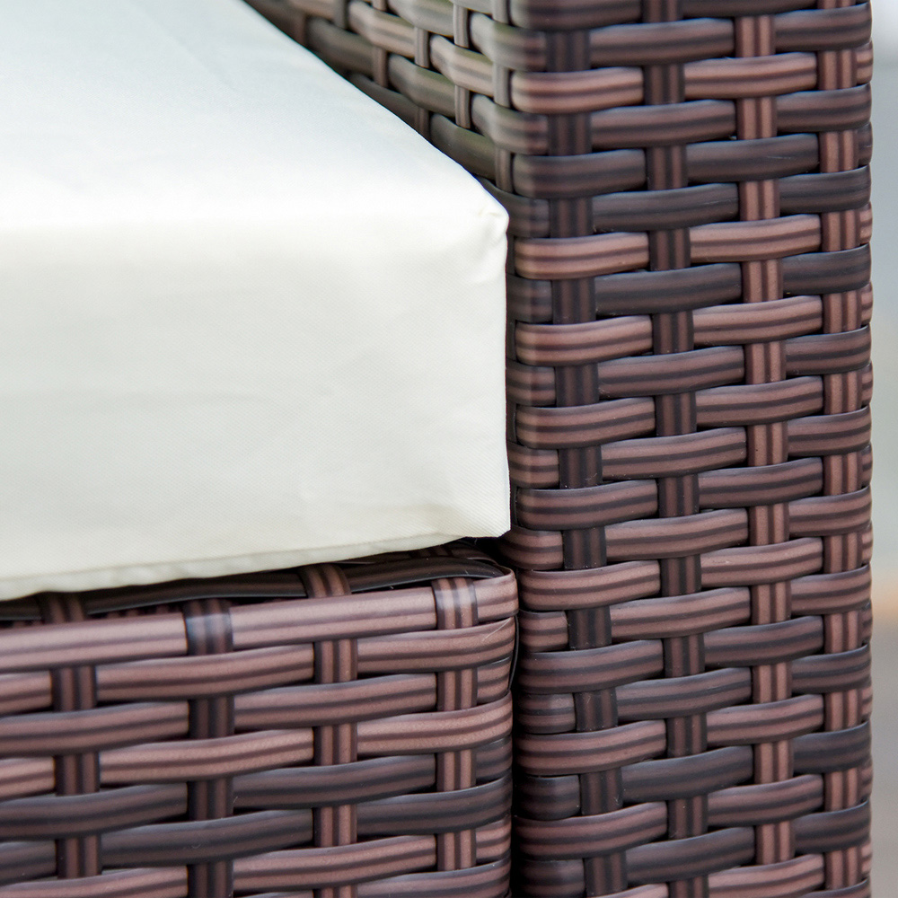 Outsunny 5 Seater Brown and Milk White Rattan Corner Sofa Set Image 3