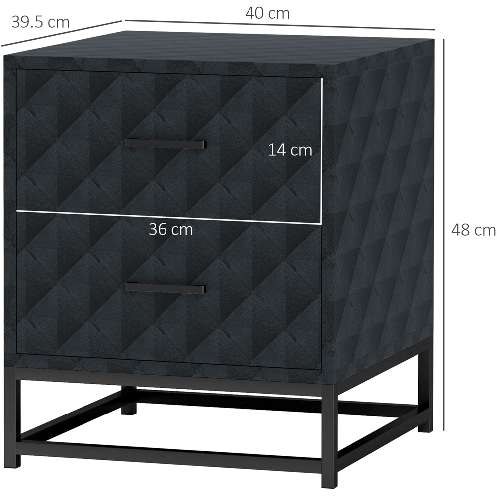 Portland 2 Drawer Black Bedside Table Set of 2 Image 9