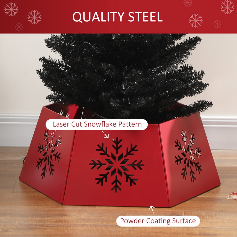 Everglow Red Hollow Snowflake Pattern Hexagon Christmas Tree Base Cover Image 5