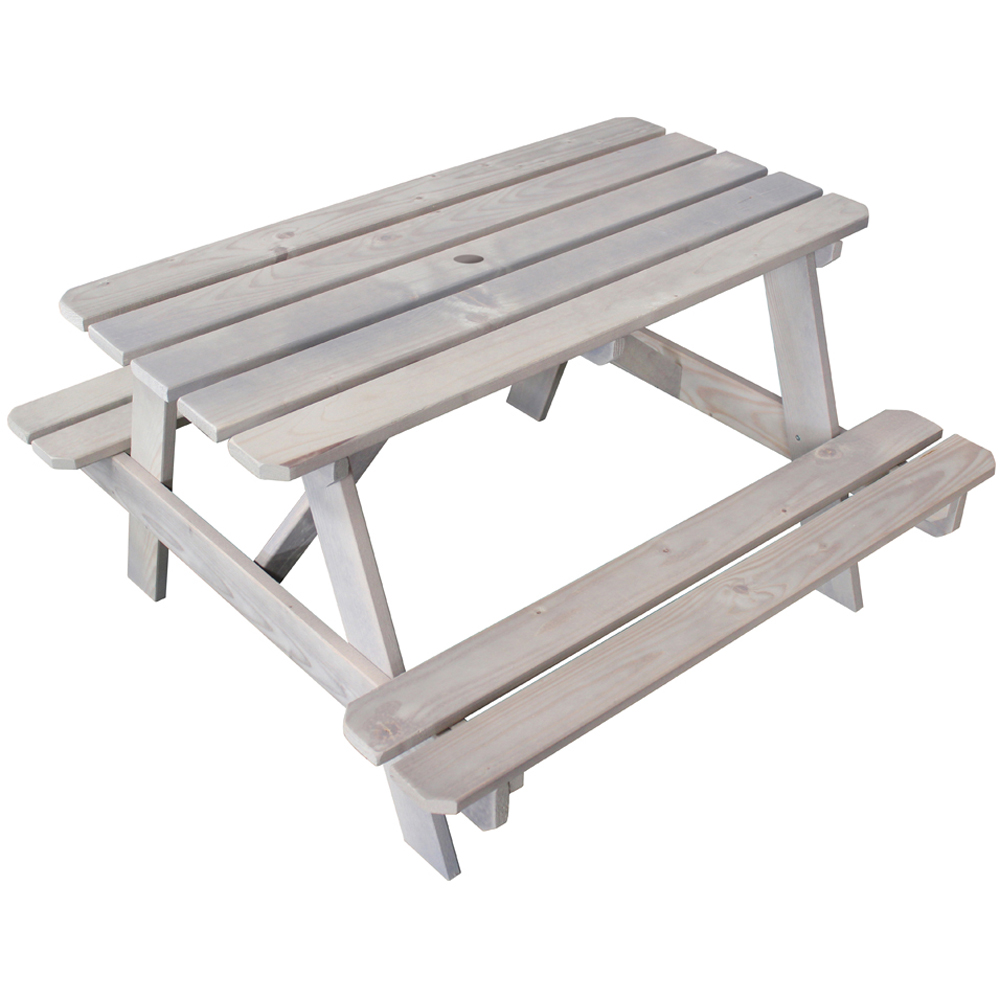 Soulet Kids 4 Seater Grey Wooden Picnic Table with Parasol Hole Image 2