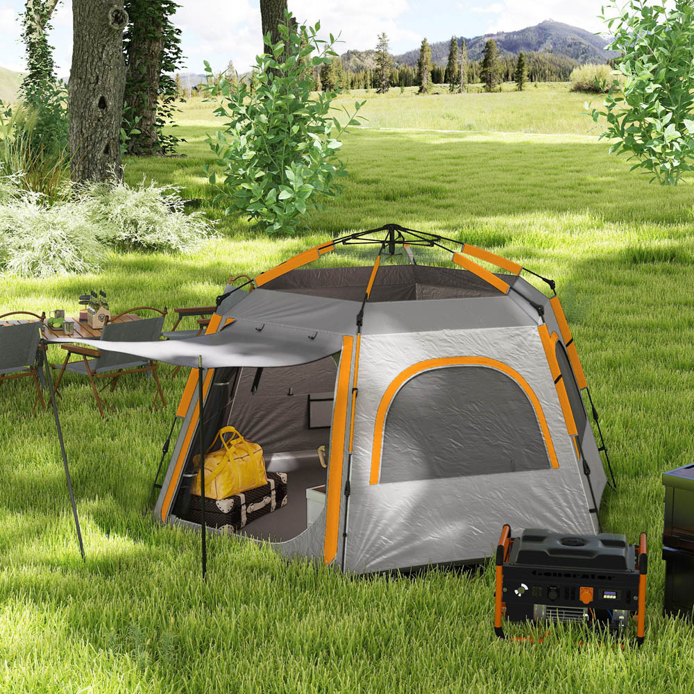 Outsunny 4 Person Instant Easy Setup Dome Camping Tent Light Grey Image 2
