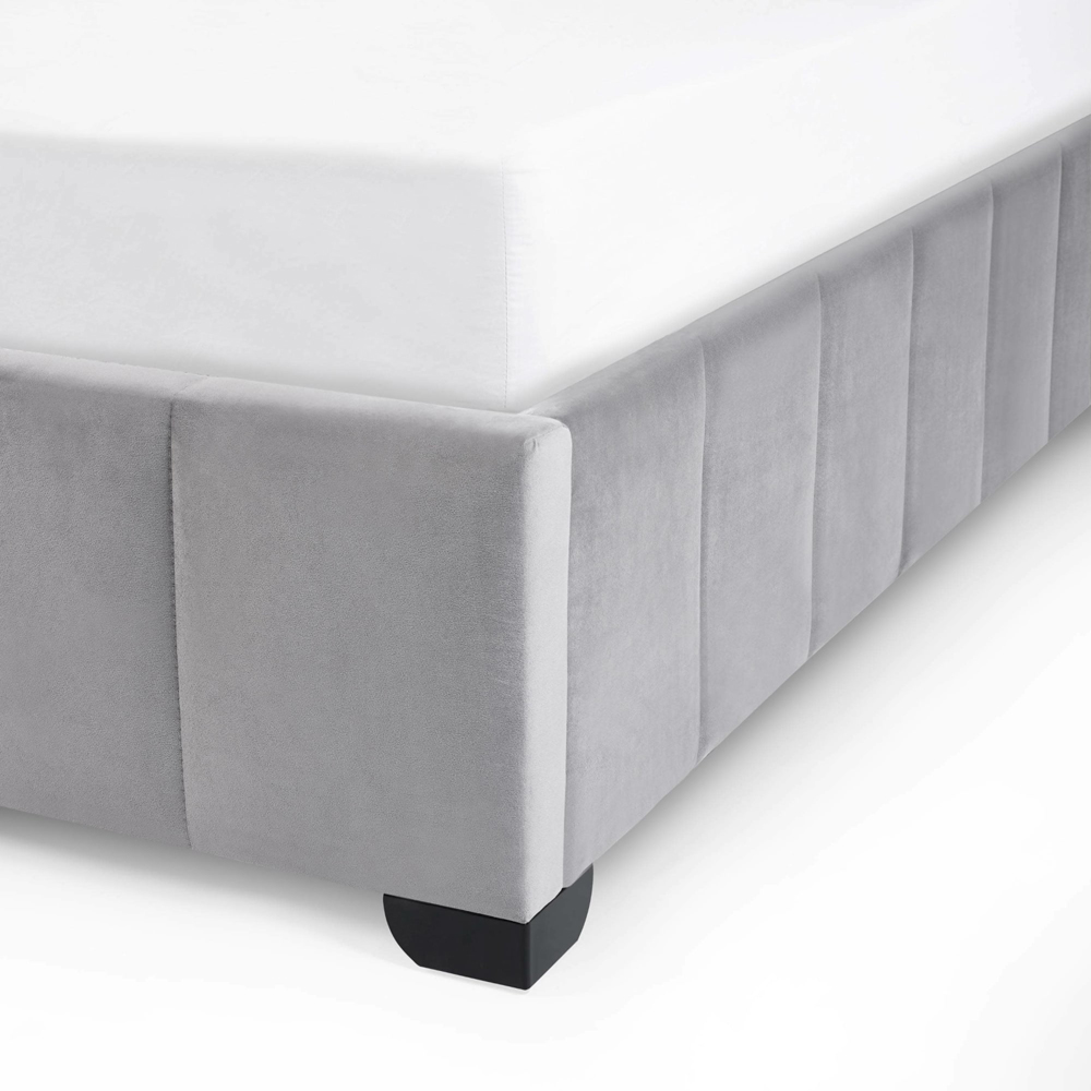 Julian Bowen Katie Double Grey Velvet Bed Frame with Winged Headboard Image 7