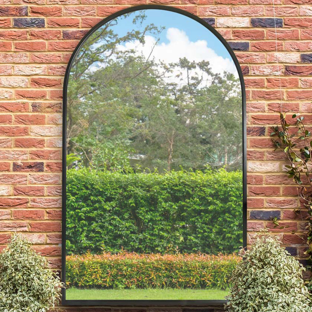 MirrorOutlet The Arcus Black Framed Arched Leaner and Wall Garden Mirror 190 x 120cm Image 2