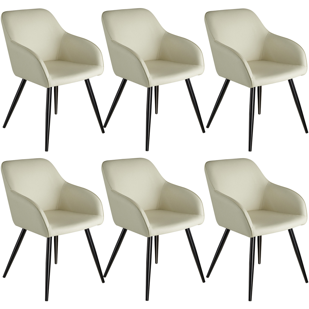 tectake Marilyn Set of 6 Cream Chair with Black Steel Legs Image 2
