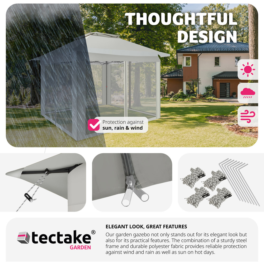 tectake Carabobo 3.64 x 3.64m Grey 4 Side Panel Gazebo Image 4