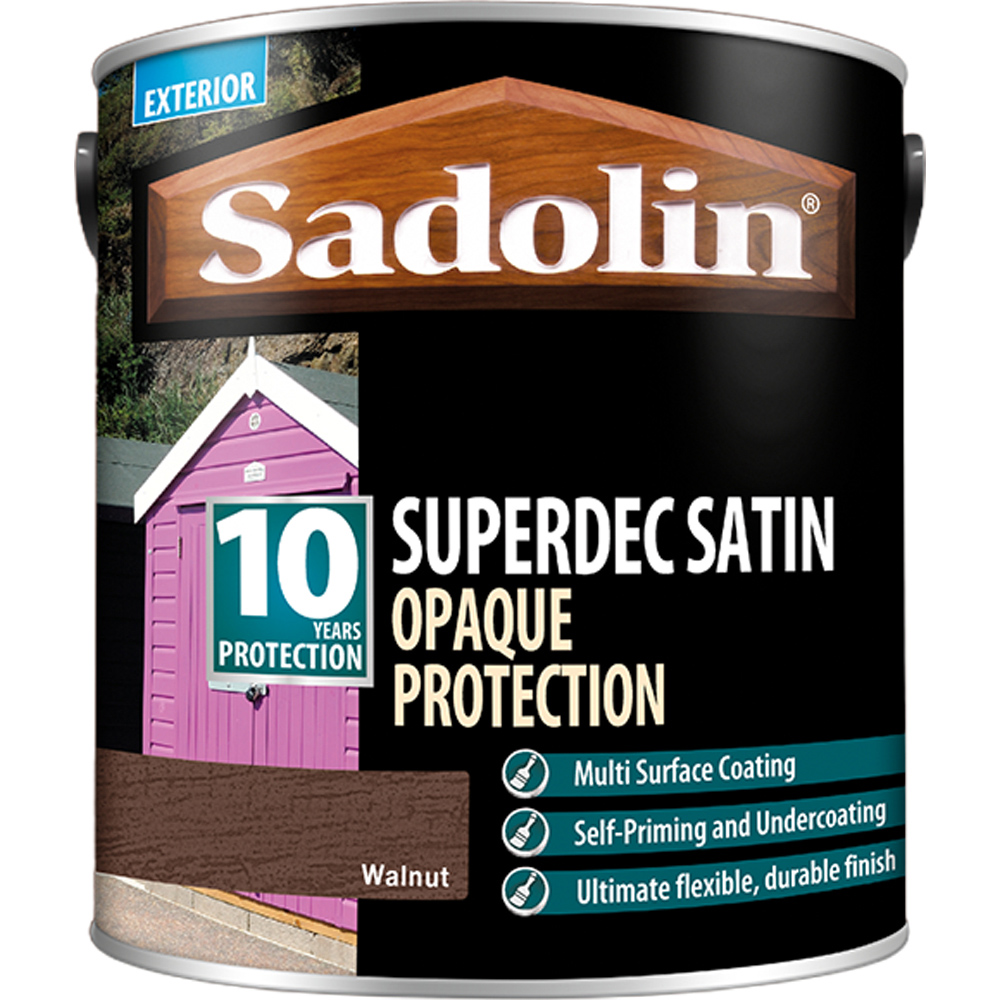 Sadolin Superdec 10 Year Walnut Satin Finish Exterior Woodstain 2.5L Image 2
