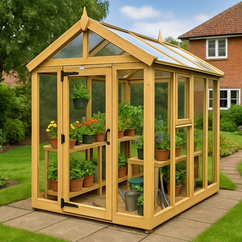 DIY Sheds Pressure Treated Tongue and Groove Timber and Glass 6 x 6ft Greenhouse Image 2