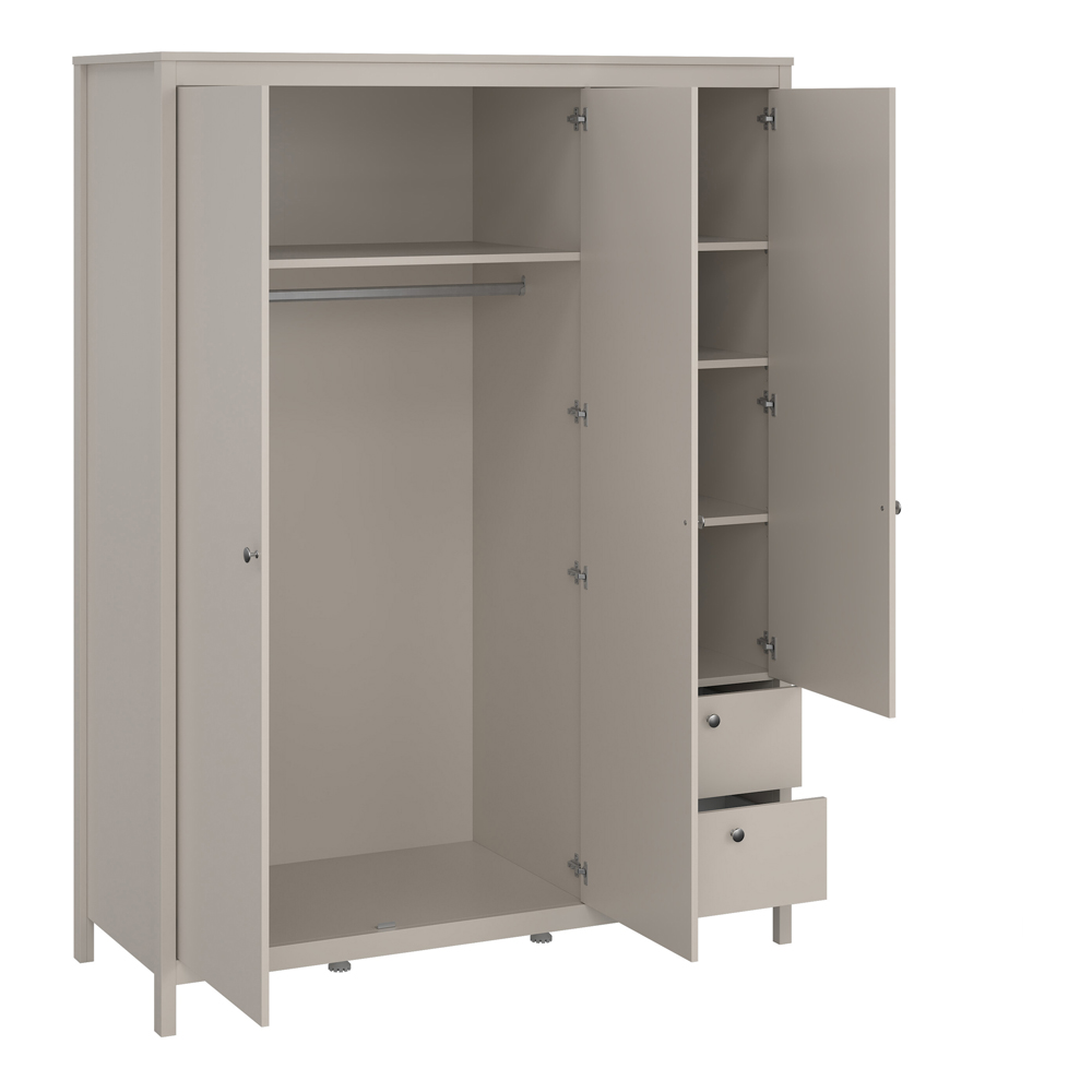 Florence Madrid 3 Door 2 Drawer Cashmere Wardrobe with Mirror Image 3