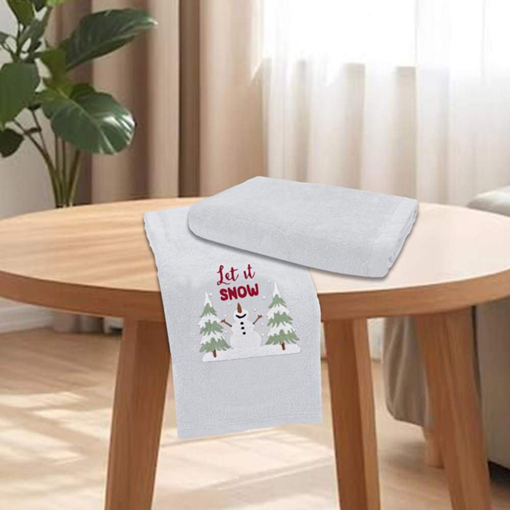 Noel Square Let It Snow White Hand Towel 2 Pack Image 2