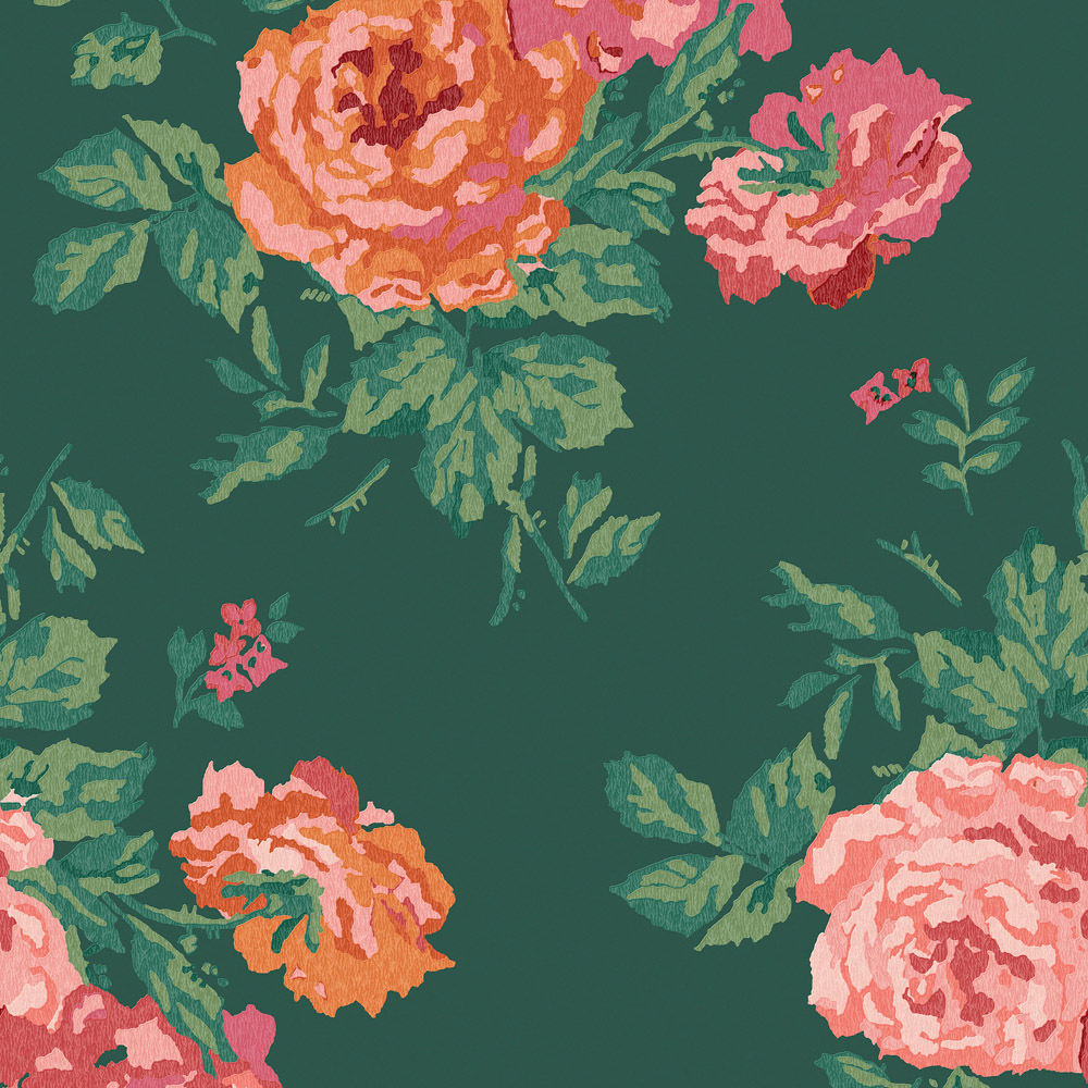 Cath Kidston Archive Rose Green Wallpaper Image 1
