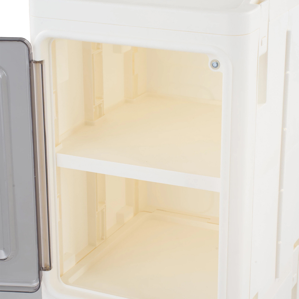 Living and Home 2 Door Slim Plastic Storage Cabinet with Wheels Image 4