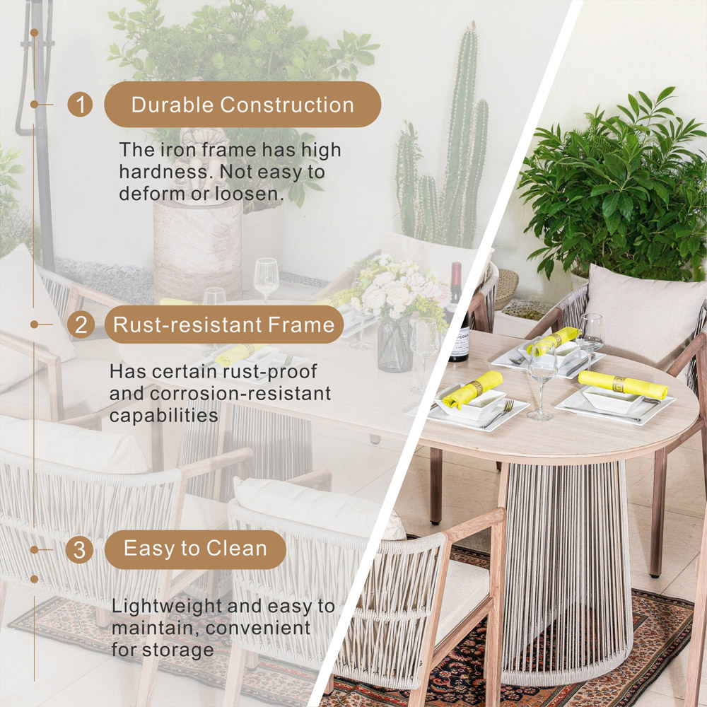 Direct Wicker Grey 6 Seater Iron Woven Oval Garden Dining Set Image 6