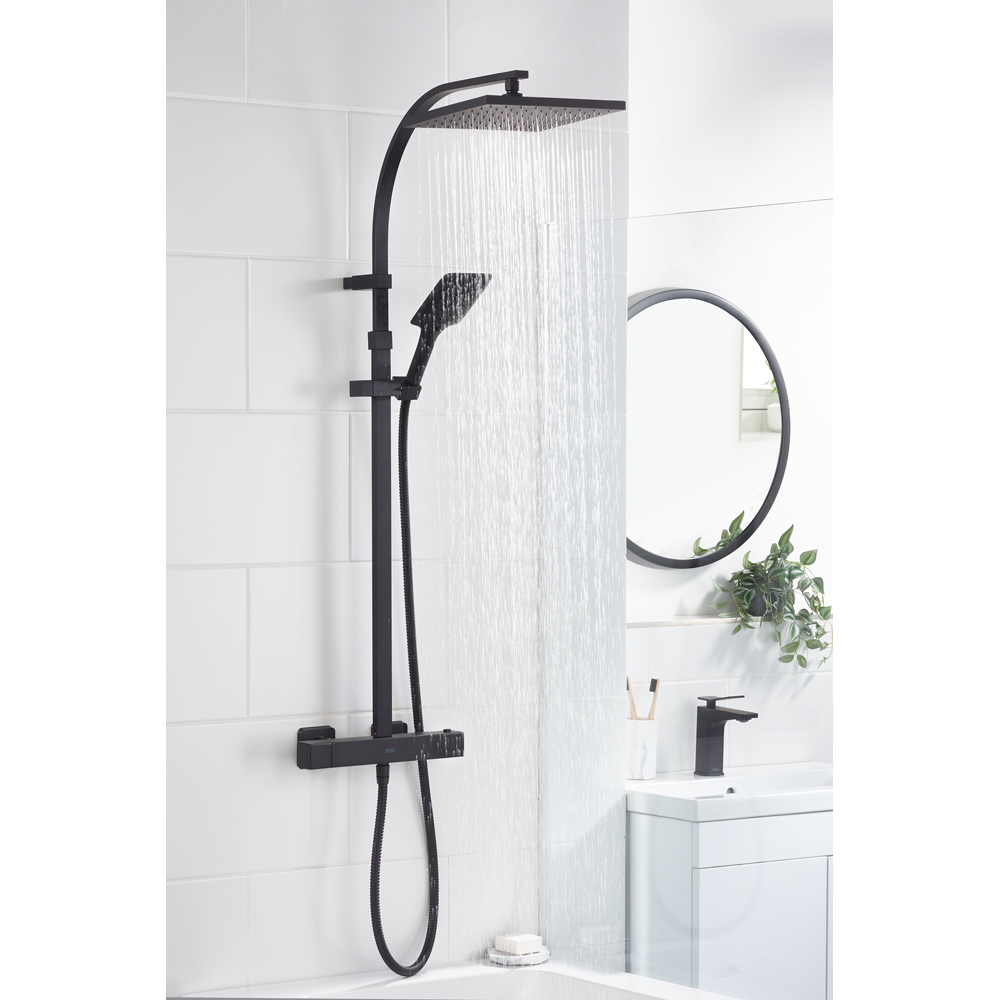 Bristan Quadrato Matt Black Cool Touch Thermostatic Bar Shower with Handset Image 4