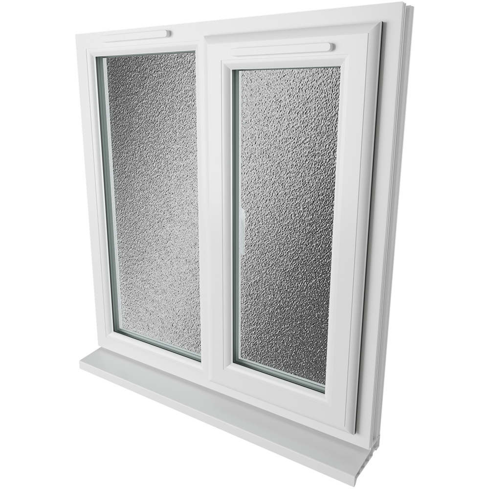 Crystal uPVC Triple Glazed Window RH Side Hung Next to a Fixed White Obscure Glass 905x965mm Image 9