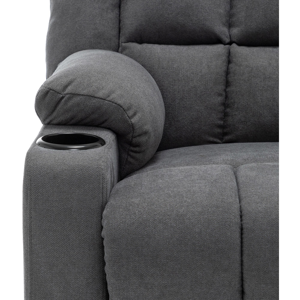 Living and Home Grey Fabric Recliner Chair with Adjustable Footrest and Cup Holders Image 5