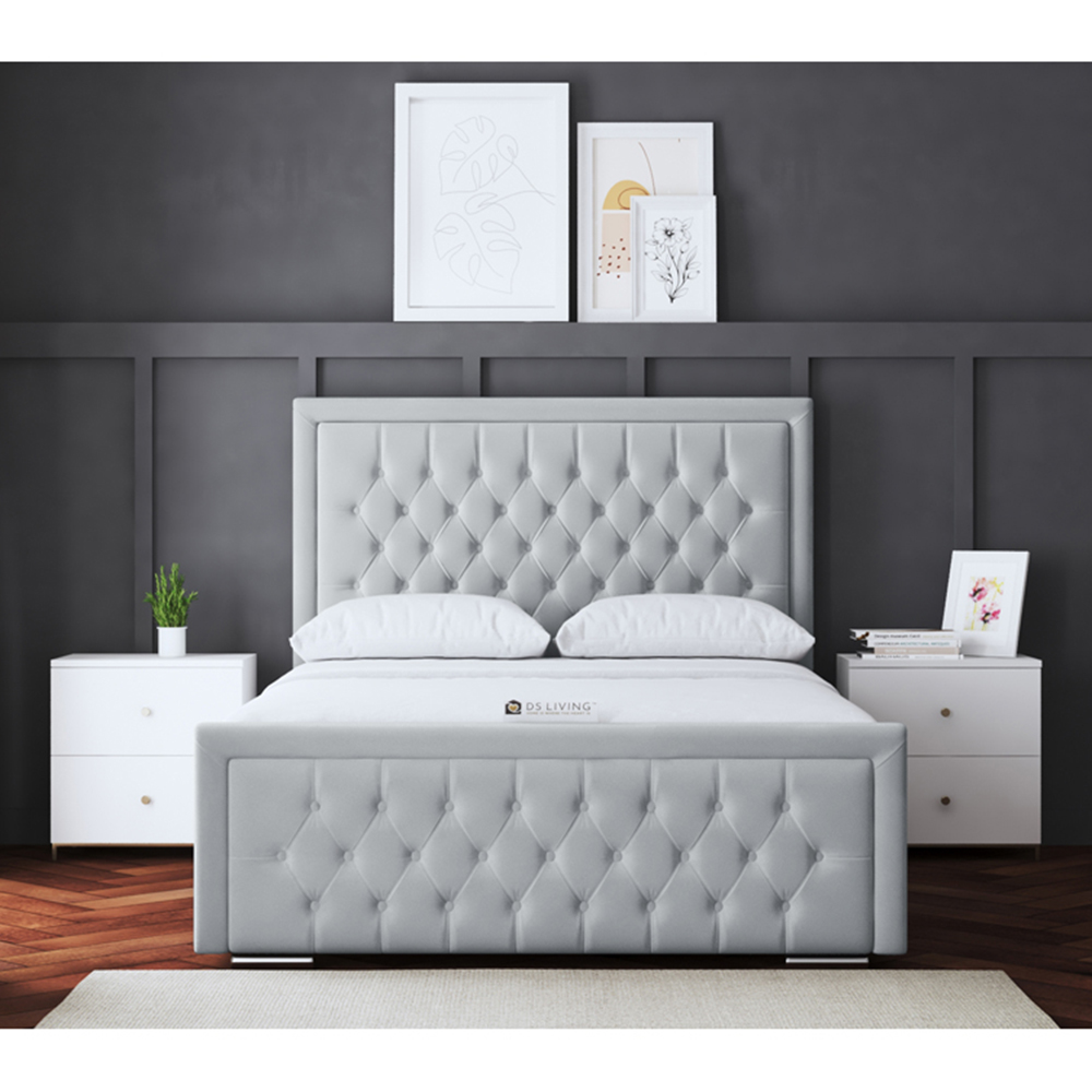 DS Living Allegra Small Double Silver Upholstered Bed Frame with Headboard Image 4