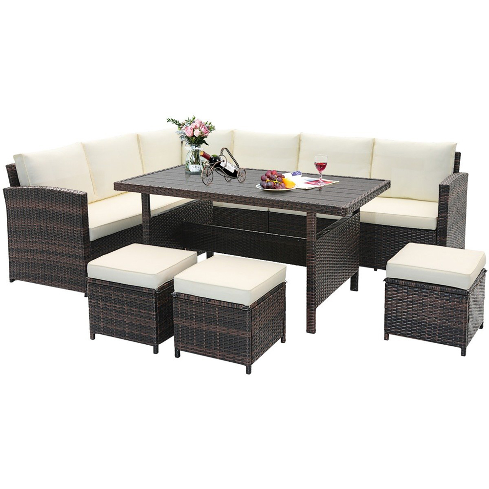 Costway 10 Seater Rattan Mixed Brown Patio Lounge Set Image 3