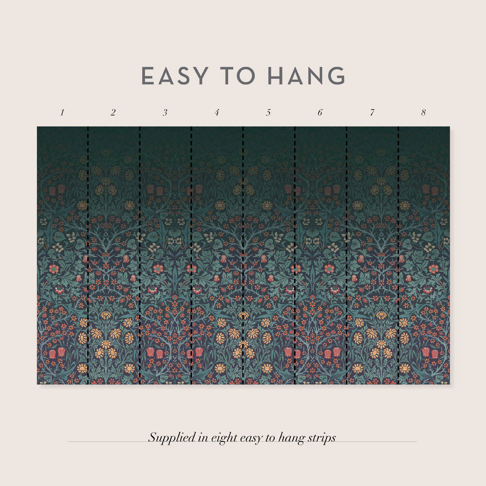 William Morris Blackthorn Navy Mural Image 3