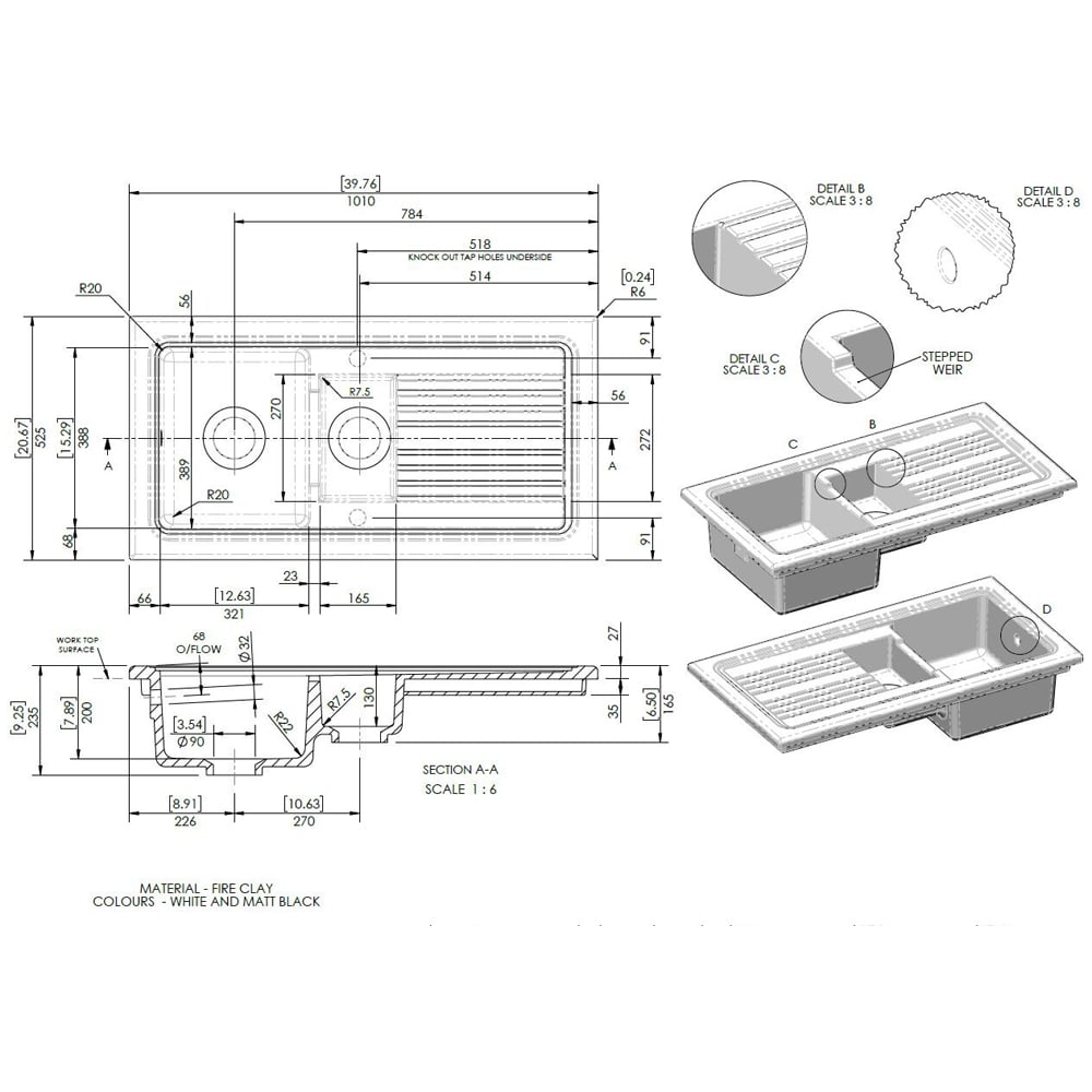 Reginox RL 301 CW II 1.5 White Ceramic Sink 321 x 389 x 200mm Image 4