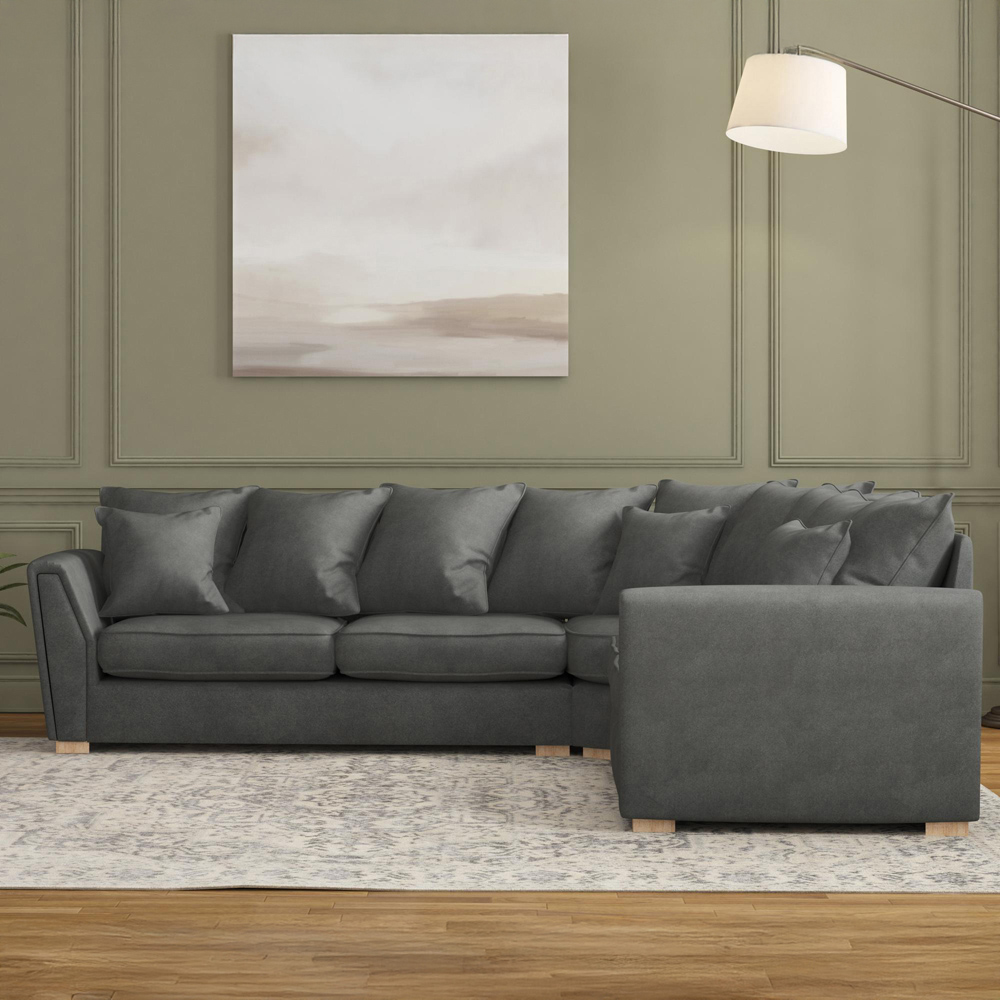 Wendleberry 4 Seater Steel Plush Velvet Scatter Back Corner Sofa Image 5