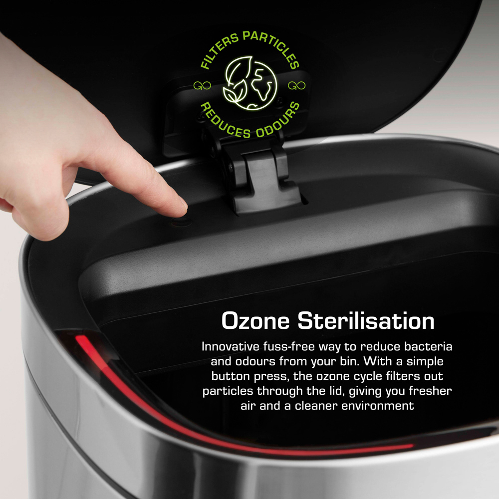 Swan Silver Stainless Steel Rectangular Sensor Bin 65L Image 5