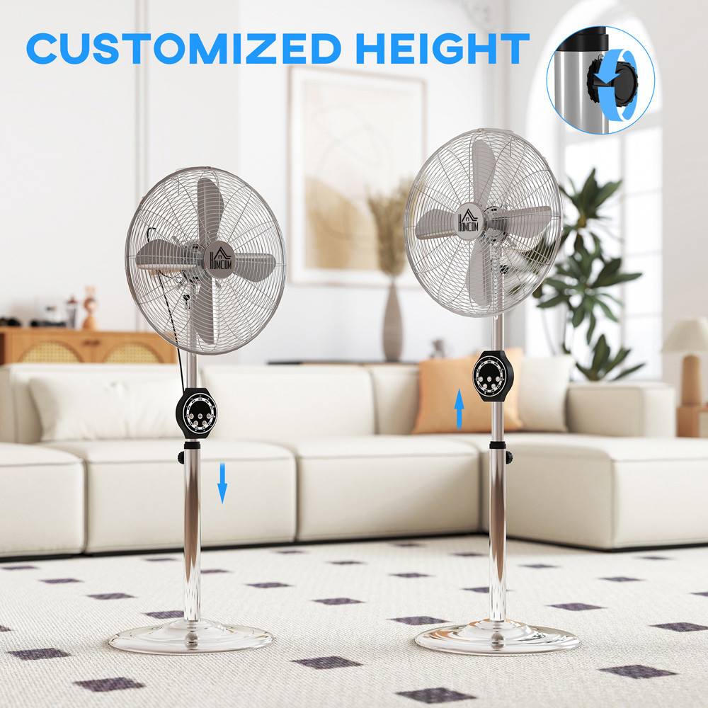 HOMCOM Metal Oscillating Pedestal Fan with Adjustable Height and Timer 53 inch Image 8