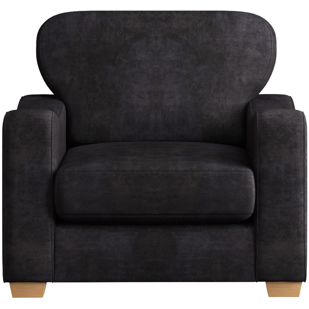Theadford Ebony Plush Velvet Fixed Back Armchair Image 2
