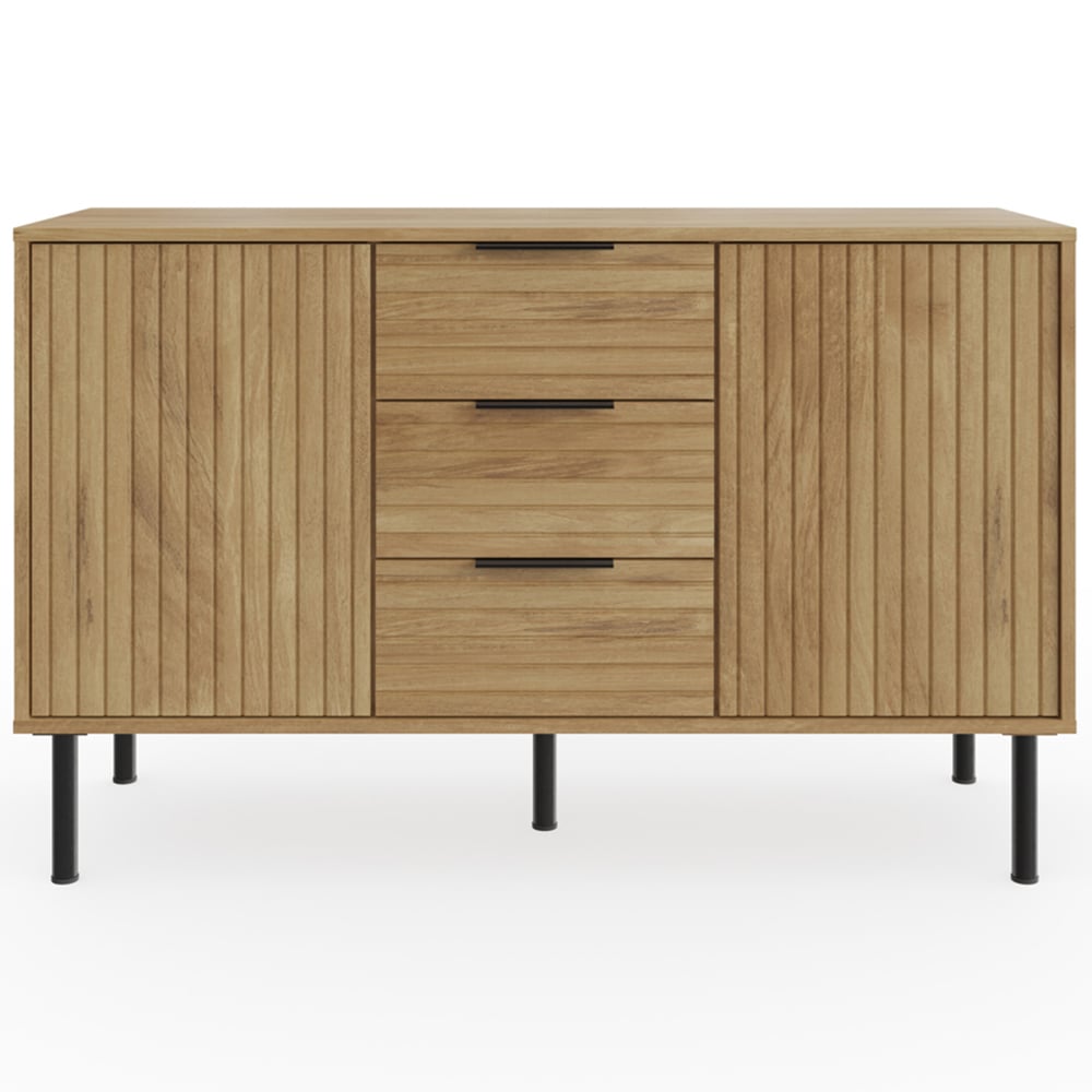 GFW Nervata 2 Door 3 Drawer Oak Sideboard Image 3