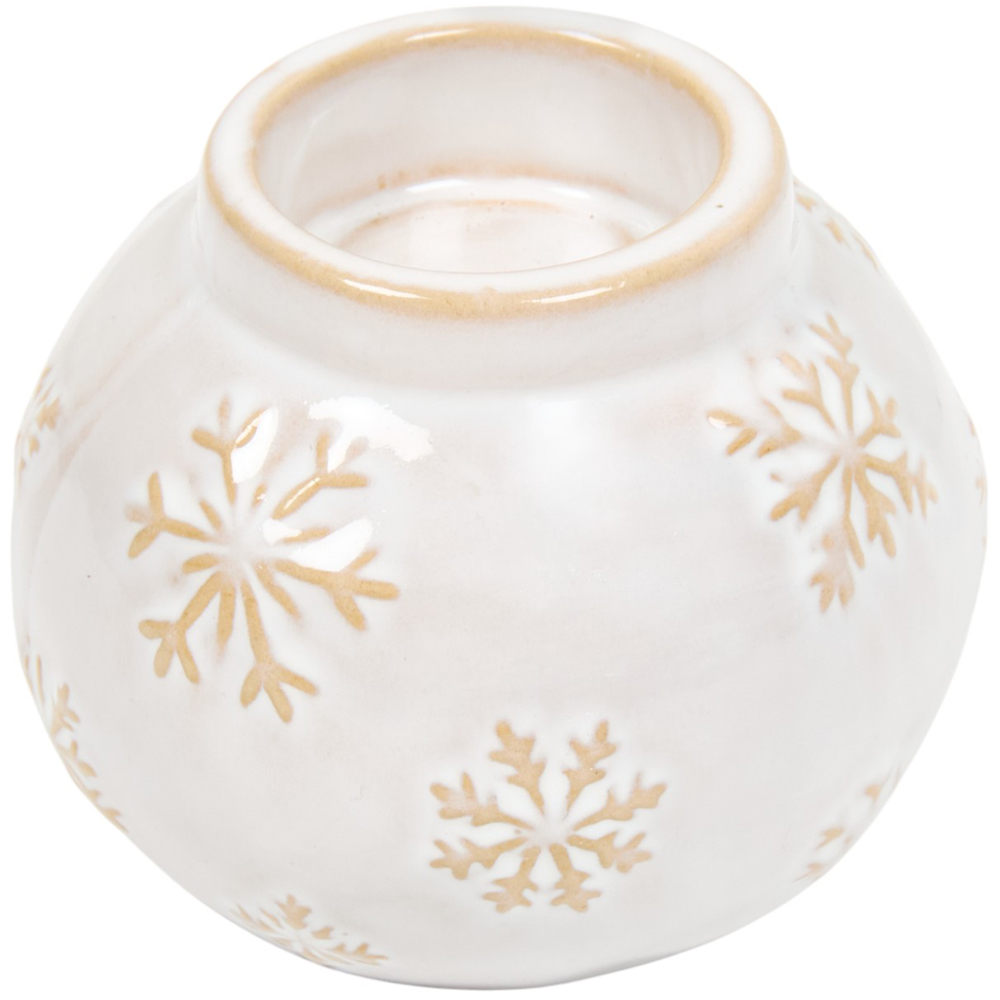 Snowflake Tealight Holder Cream Image 3