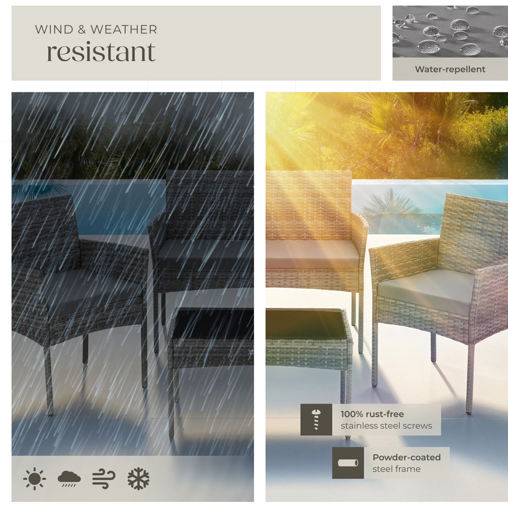 tectake Palese 4 Seater Grey Rattan Garden Sofa Set Image 7