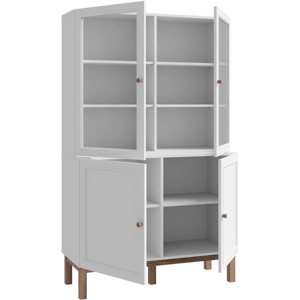 Florence Wensley 4 Door Light Grey and Oak Glass Display Cabinet Image 4