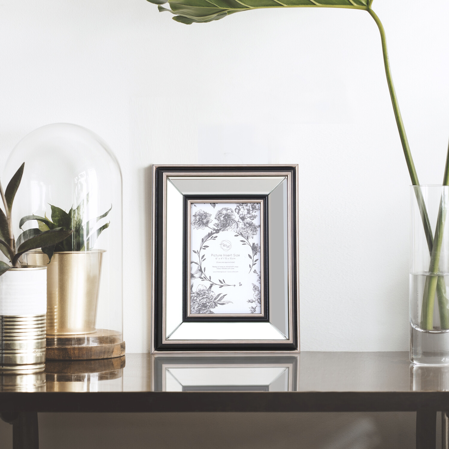 Mode Mirrored Photo Frame Silver 6 x 4in Image 2