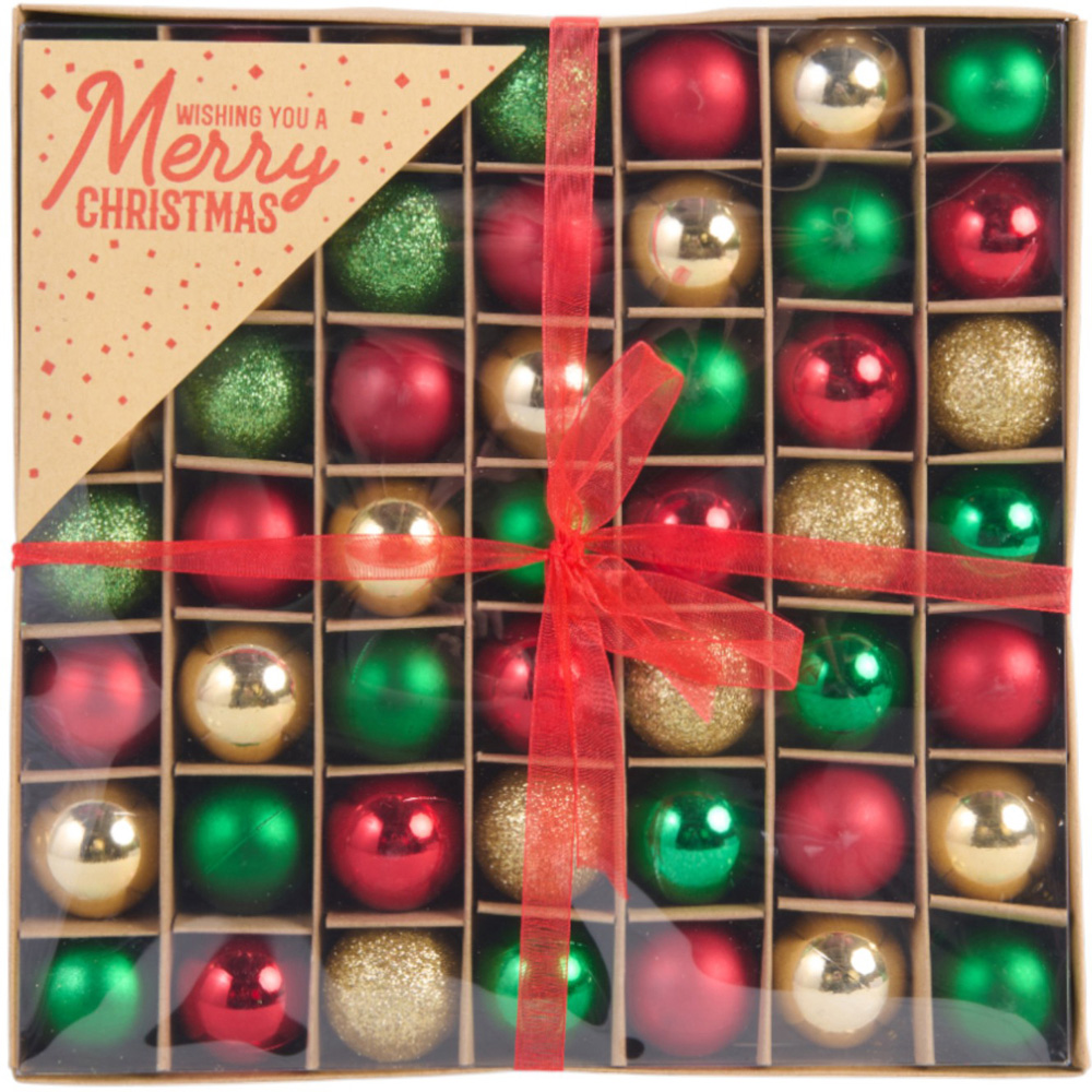 Pack of 49 Traditional Christmas Baubles Image 1