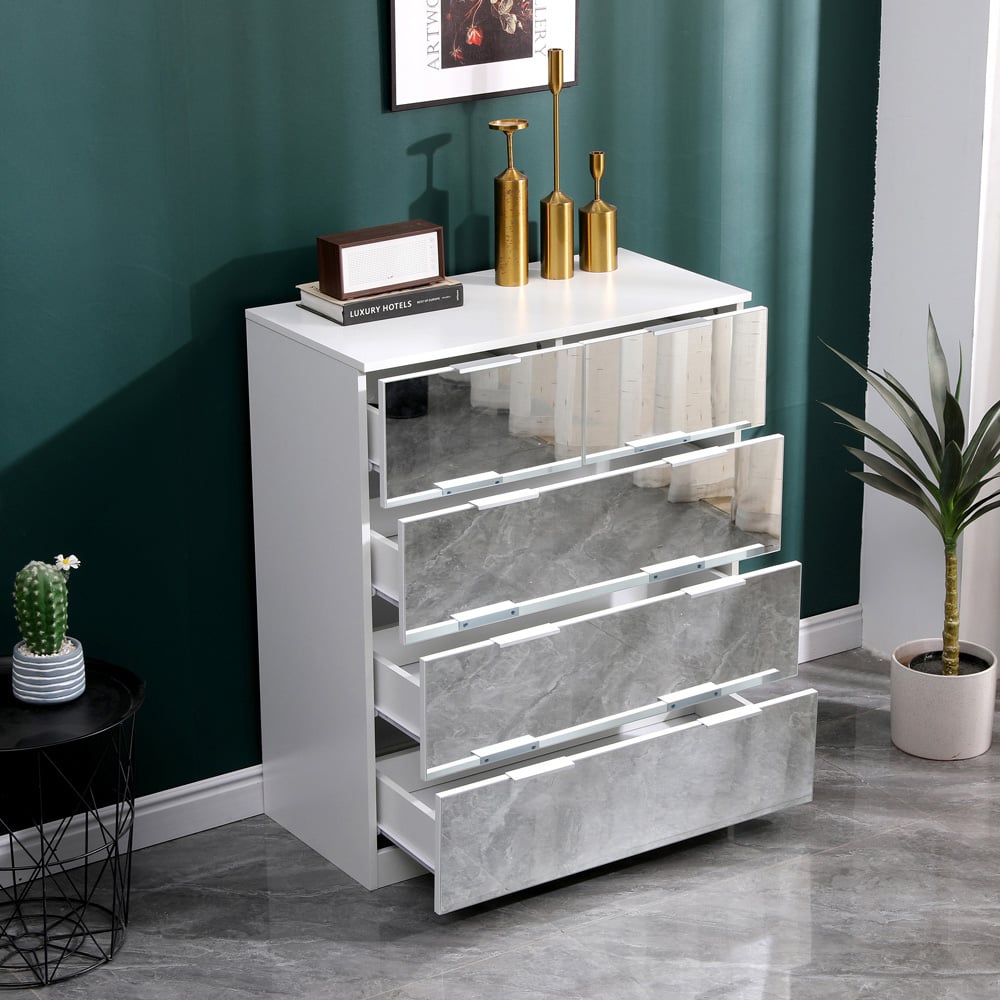 Portland Mirror 5 Drawer Wooden Chest of Drawers Image 8