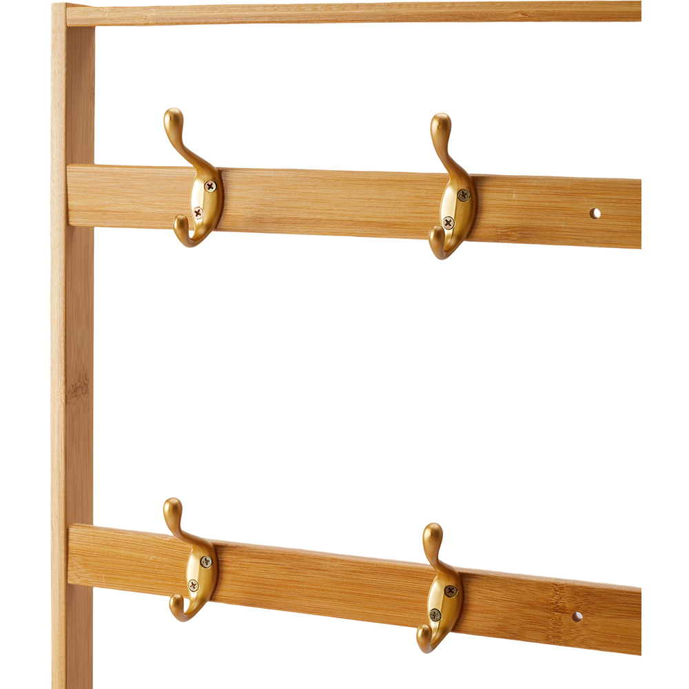 Living and Home 2 Flip Down Drawer Natural Bamboo Shoe Cabinet with 8 Hooks Image 6