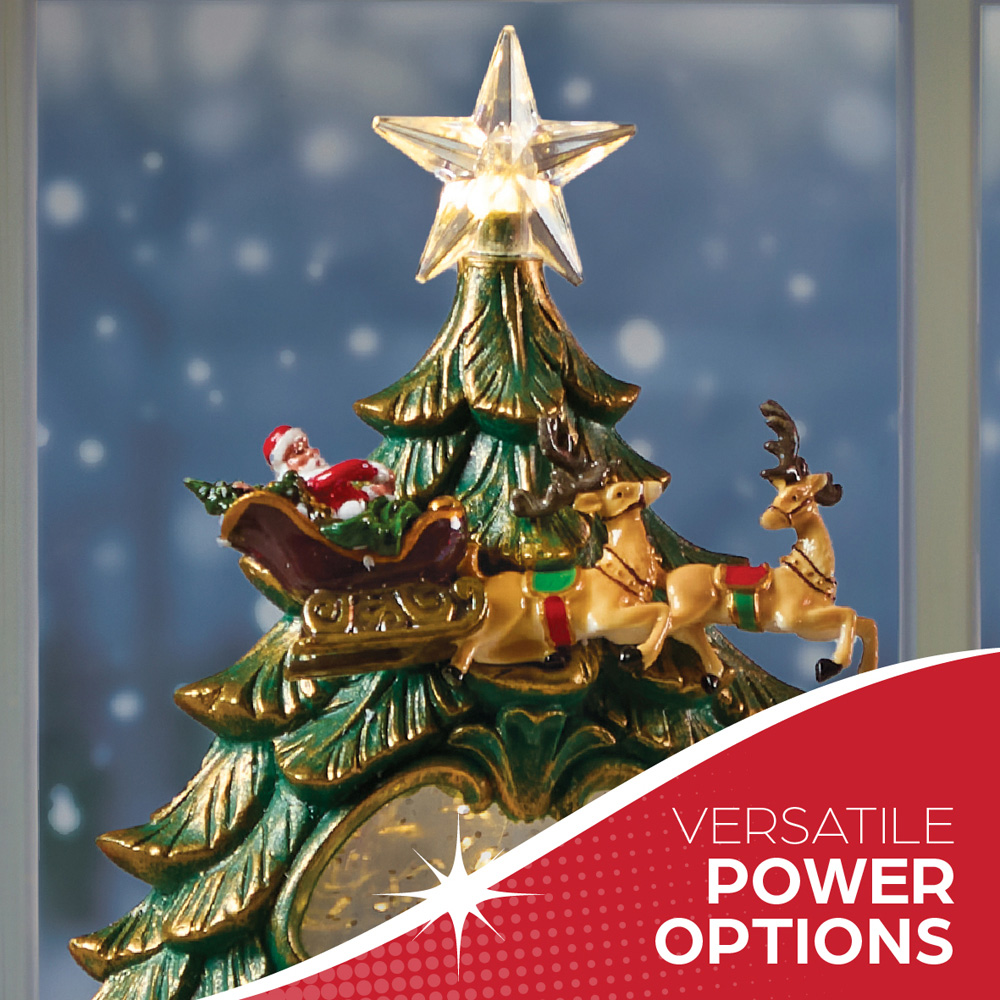 The Christmas Workshop Warm White LED Xmas Tree with Santa Light Up Snow Globe 26cm Image 5