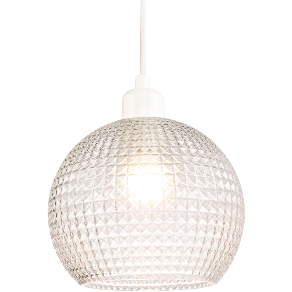Happy Homewares Spherical Clear Glass Square Diamond Ridges Pendant Shade Image 4