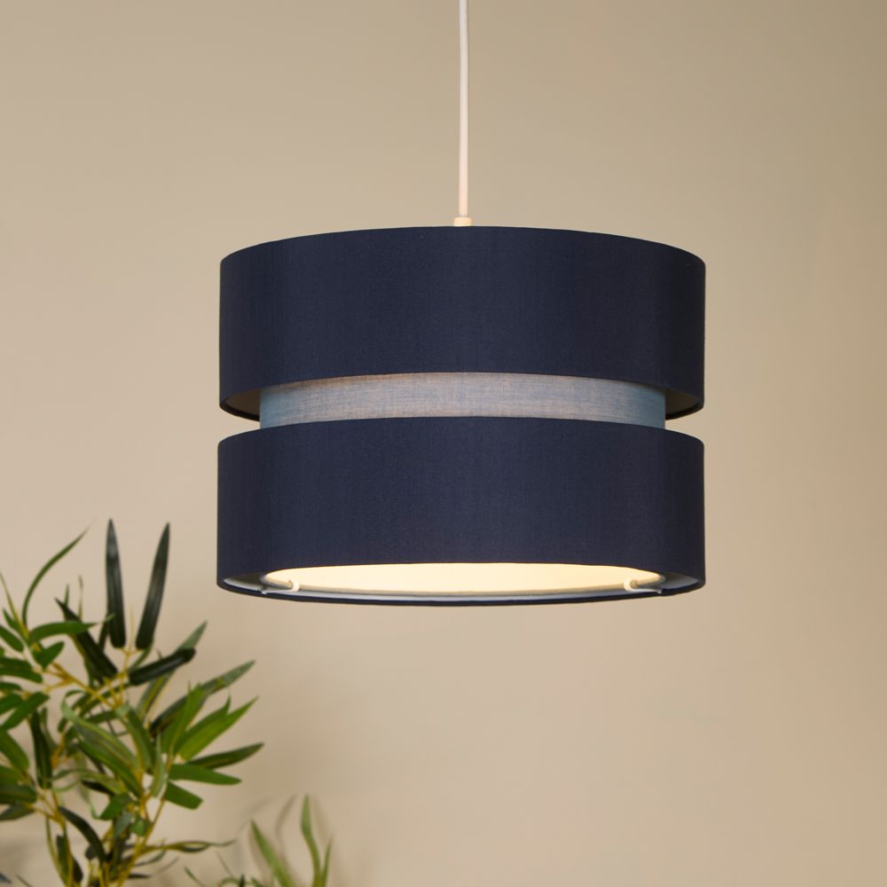 Lighting Collection Brea 2 Tier Navy Cotton Ceiling Shade Image 2